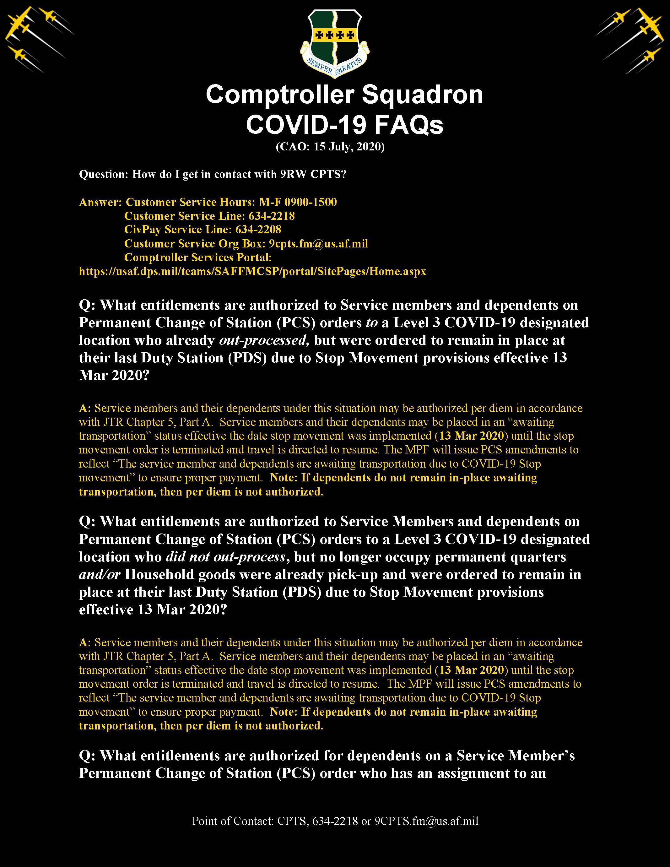 CPTS COVID-19 FAQs and Entitlements